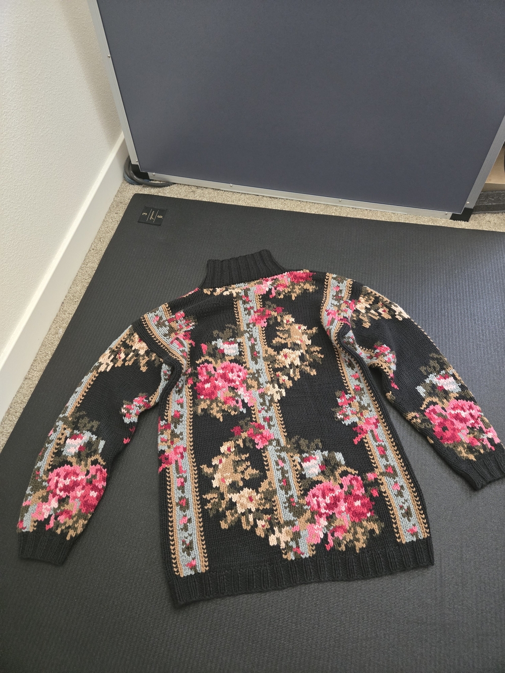 Black Floral Knit Sweater - Women